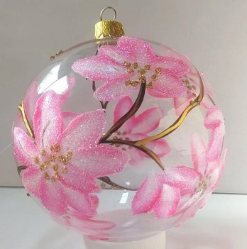 Новогодний шар на елку Santa Shop Магнолия Розовый 10 см 4820001112436