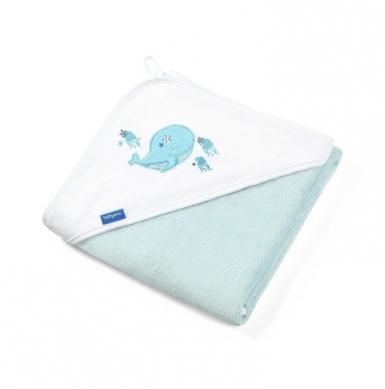 Детское полотенце для новорожденных BabyOno Кит Голубой 85x85 cм 343/05