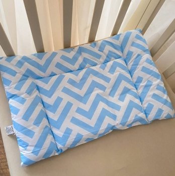 Подушка для новорожденных BetiS Зігзаг-1 Ранфорс Белый/Голубой 40х60 см 27689996