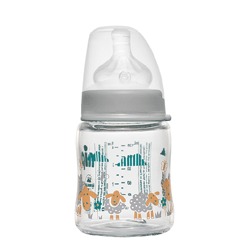 Стеклянная бутылочка для кормления с силиконовой соской NIP Actiflex 120 мл 35065