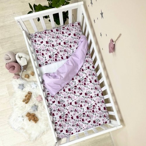 Детское постельное белье в кроватку Маленькая Соня Baby Mix Лила цветы Белый/Розовый 0391601
