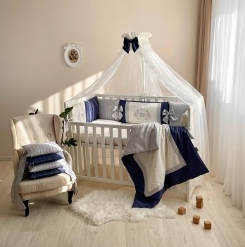 Детское постельное белье и бортики в кроватку Маленькая Соня Royal Синий 0260183