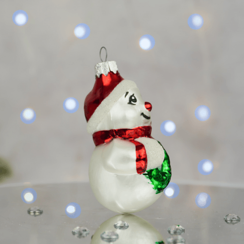 Елочная игрушка Santa Shop Сніговик з вінком Красный 8 см 4820001180244