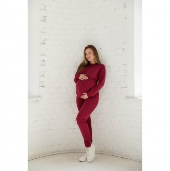 Спортивный костюм для беременных и кормящих Lullababe Detroit Bordeaux Бордовый LB07DT104