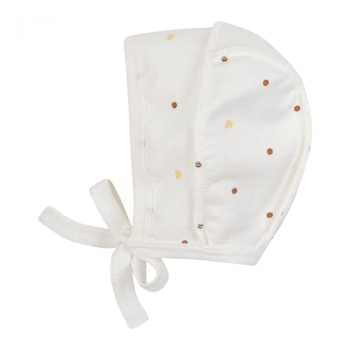 Чепчик для новорожденных ЛяЛя Горох и сердце 0 - 3 мес Футер Молочный/Бежевый 13ФТ005_6-02