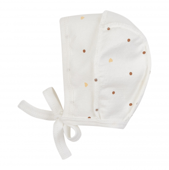 Чепчик для новорожденных ЛяЛя Горох и сердце 0 - 3 мес Футер Молочный/Бежевый 13ФТ005_6-02