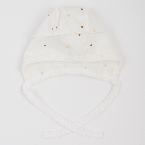 Чепчик для новорожденных ЛяЛя Горох и сердце 0 - 3 мес Футер Молочный/Бежевый 13ФТ005_6-02
