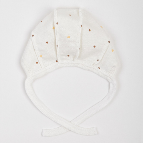 Чепчик для новорожденных ЛяЛя Горох и сердце 0 - 3 мес Футер Молочный/Бежевый 13ФТ005_6-02