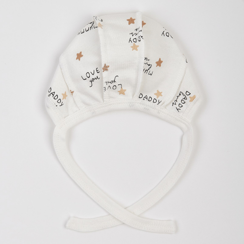 Чепчик для новорожденных ЛяЛя Mummy loves me 0 - 3 мес Футер Молочный/Коричневый 13ФТ005_6-194