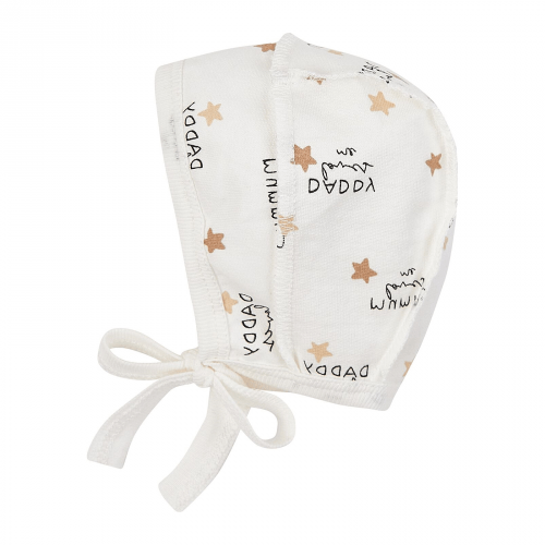 Чепчик для новорожденных ЛяЛя Mummy loves me 0 - 3 мес Футер Молочный/Коричневый 13ФТ005_6-194