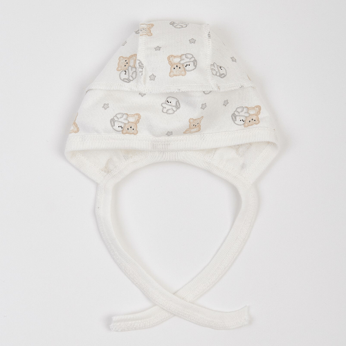 Чепчик для новорожденных ЛяЛя Зайки с мишками 0 - 3 мес Футер Молочный/Серый/Бежевый 13ФТ005_6-195