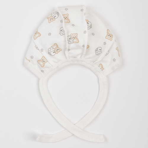 Чепчик для новорожденных ЛяЛя Зайки с мишками 0 - 3 мес Футер Молочный/Серый/Бежевый 13ФТ005_6-195