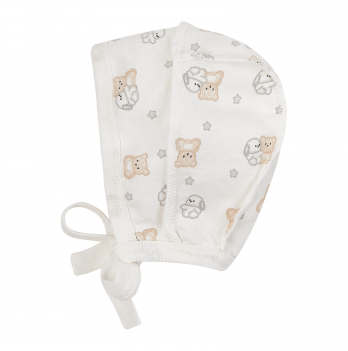 Чепчик для новорожденных ЛяЛя Зайки с мишками 0 - 3 мес Футер Молочный/Серый/Бежевый 13ФТ005_6-195