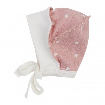 Чепчик для новорожденных ЛяЛя Горох 0 - 3 мес Интерлок Пудровый/Молочный 13ІН004_2-448