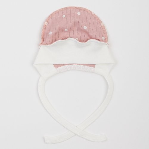 Чепчик для новорожденных ЛяЛя Горох 0 - 3 мес Интерлок Пудровый/Молочный 13ІН004_2-448