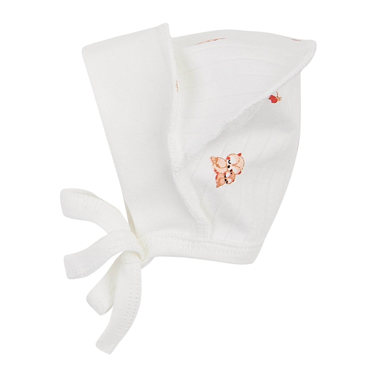 Чепчик для новорожденных ЛяЛя 0 - 3 мес Интерлок Молочный/Бежевый/Красный 13ІН004_2-449