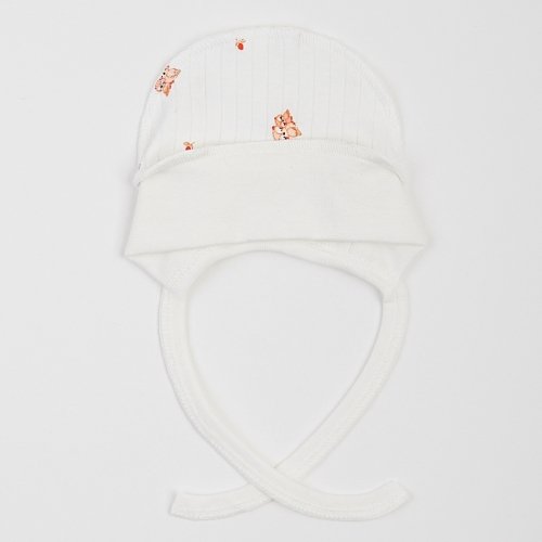 Чепчик для новорожденных ЛяЛя 0 - 3 мес Интерлок Молочный/Бежевый/Красный 13ІН004_2-449