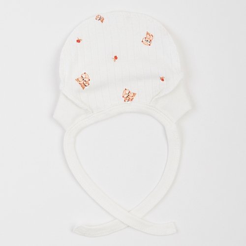 Чепчик для новорожденных ЛяЛя 0 - 3 мес Интерлок Молочный/Бежевый/Красный 13ІН004_2-449