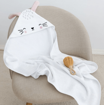 Детское полотенце с капюшоном Sasha Bunny 80х80 см Махра Молочный 140/10
