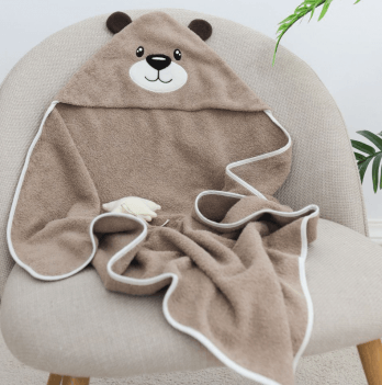 Детское полотенце с капюшоном Sasha Bear 80х80 см Махра Коричневый 140/20