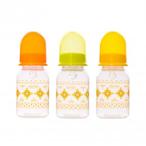 Бутылочка для кормления с силиконовой соской Baby Team 125 мл Оранжевый 1400