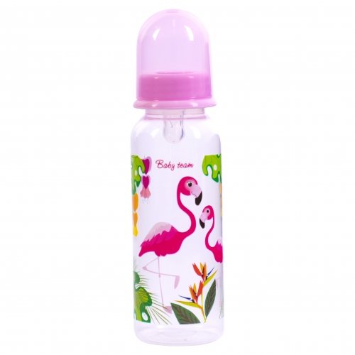Бутылочка для кормления с силиконовой соской Baby Team Фламинго 250 мл Розовый 1410 