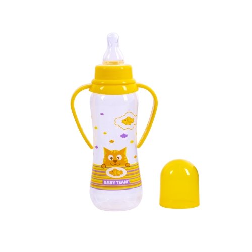 Бутылочка для кормления с ручками Baby Team 250 мл Желтый 1411 
