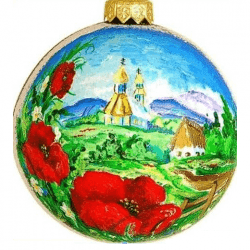 Новогодний шар на елку Santa Shop Церковь Маки Молочный 10 см 4820001112757