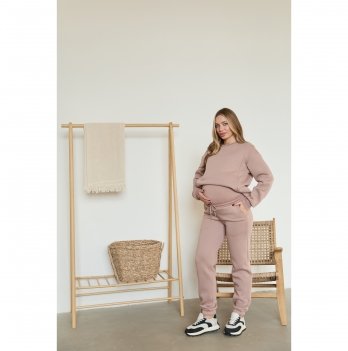 Спортивные штаны для беременных с начесом Lullababe Frankfurt Beige Бежевый LB12FR140