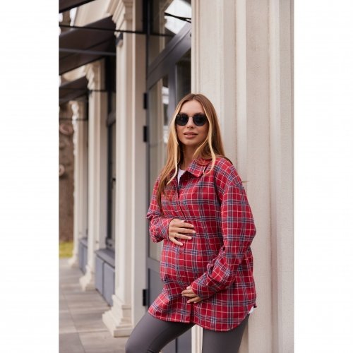Рубашка в клетку для беременных и кормящих Lullababe Siena Red Красный LB01SN112