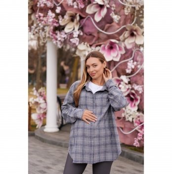 Рубашка в клетку для беременных и кормящих Lullababe Siena Grey Серый LB01SN129