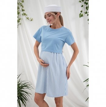 Платье для беременных и кормящих Юла Мама Marine Голубой DR-25.101