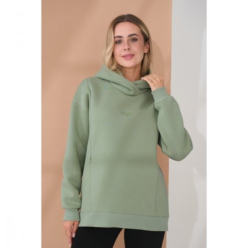 Худи для беременных и кормящих с начесом Юла Мама Angel Оливковый SW-45.021