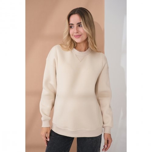 Свитшот для беременных и кормящих с начесом Юла Мама Kloya Бежевый SW-45.011