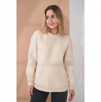 Свитшот для беременных и кормящих с начесом Юла Мама Kloya Бежевый SW-45.011