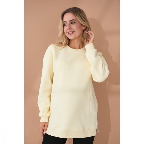 Свитшот для беременных и кормящих с начесом Юла Мама Harmony Светло-желтый TN-45.012