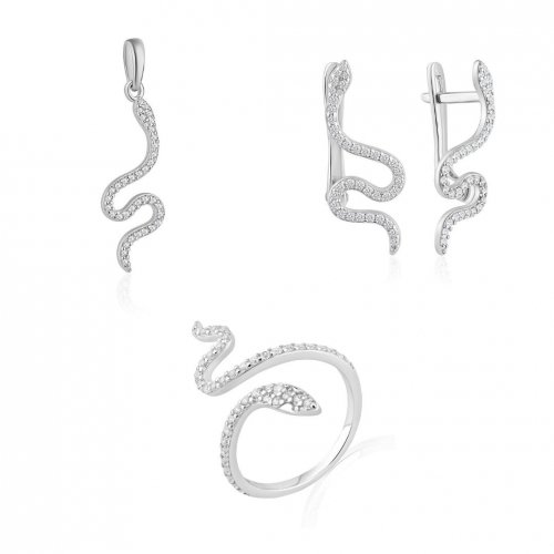 Серебряные кольцо с фианитами UMAX Змея 10723