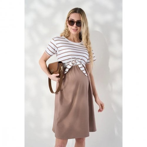 Платье для беременных и кормящих Юла мама Becky Капучино DR-26.034