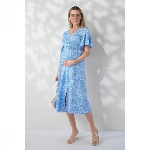 Платье для беременных и кормящих Юла Мама Vanessa Голубой/Белый DR-26.023