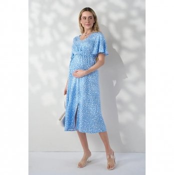 Платье для беременных и кормящих Юла Мама Vanessa Голубой/Белый DR-26.023