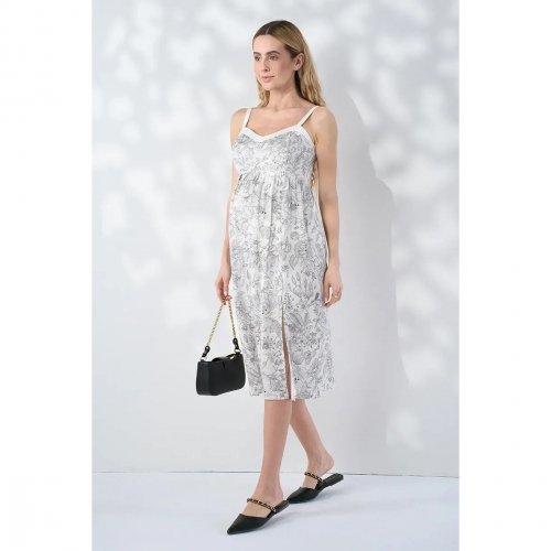 Сарафан для беременных и кормящих Юла Мама Amelie Молочный/Черный SF-26.061