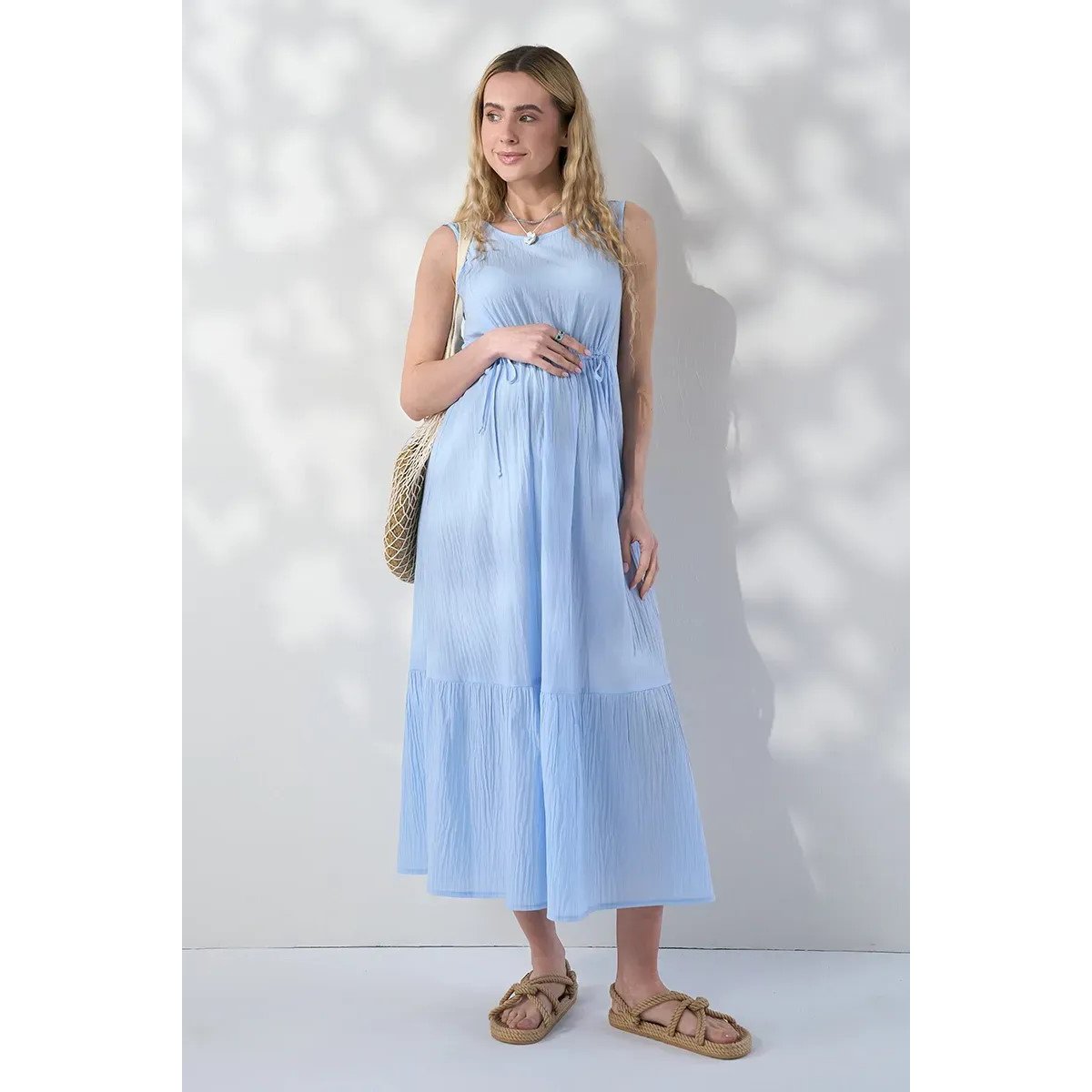 Платье для беременных и кормящих Юла Мама Noemie Голубой DR-26.181