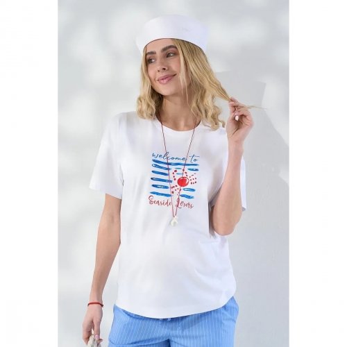Футболка для беременных и кормящих Юла Мама Seaside Белый NR-26.071