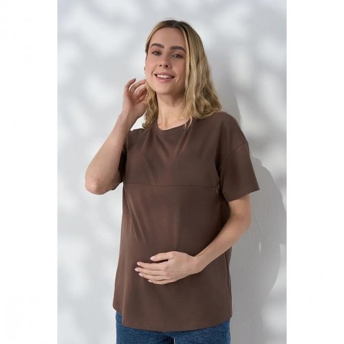 Футболка для беременных и кормящих Юла Мама Goldie Коричневый NR-26.091