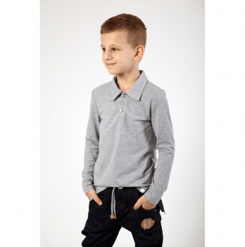 Детская футболка поло для мальчика Модный карапуз Серый 4-10 лет 03-01099-1