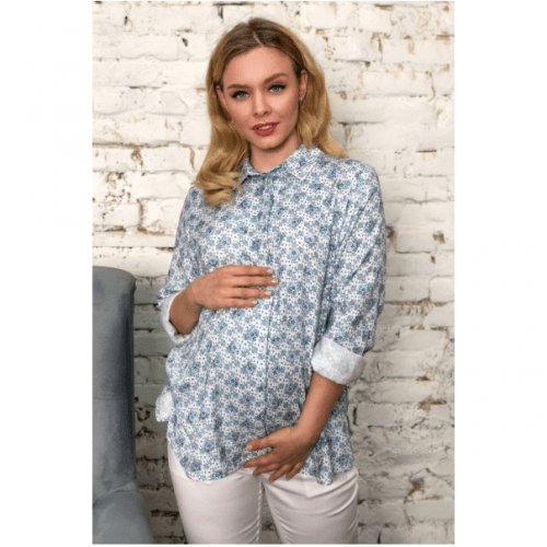 Рубашка для беременных и кормящих Dianora с принтом Голубой/Белый 2038 1326