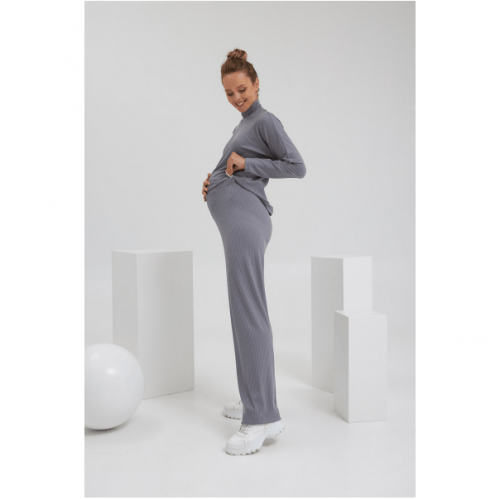 Трикотажный костюм для беременных Dianora в рубчик Серый 2183(4)-1556
