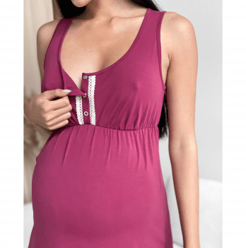 Ночная рубашка для беременных и кормящих мам Мамин Дом Honey Бордовый 24140