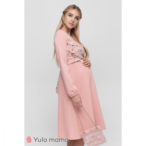Платье для беременных и кормящих Юла Мама Magnolia Пудровый DR-30.091