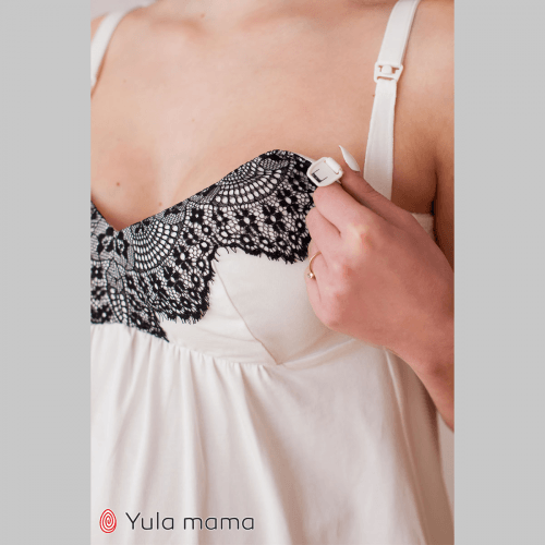 Комплект халат и ночнушка для беременных и кормящих Юла Мама Maya Молочный NW-3.1.5